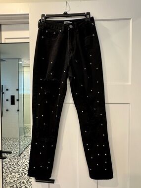 Rockin Rev Black Studded High-Rise Women’s Jeans